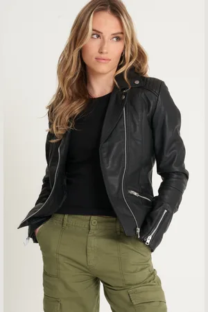 Barneys Originals Womens Tall Belina Leather Biker Jacket - - Size 6 UK