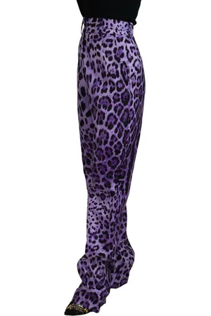Dolce & Gabbana WoMens Leopard Print High Waist Pants Cotton - Size EU 40 (Womens)