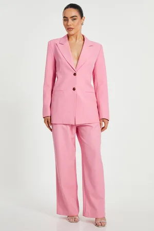 Quiz Womens Petite Woven Wide Leg Trousers - Size 14 UK