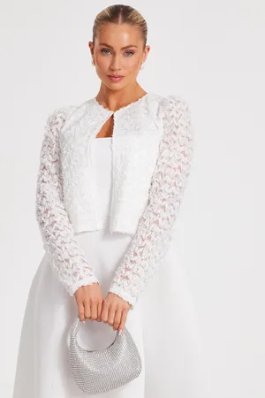 Quiz Womens Chiffon Floral Cropped Jacket - Size 16 UK