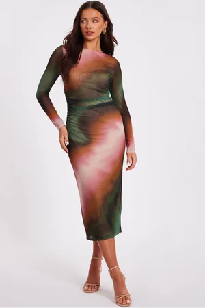 Quiz Womens Petite Mesh Marble Print Midaxi Dress - - Size 10 UK