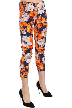 Lanacaprina WoMens Floral Print Skinny Slim Fit Trousers Pants Cotton - Size EU 42 (Womens)