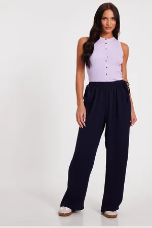 Quiz Womens Tie Waist Palazzo Trousers - Size 12 UK