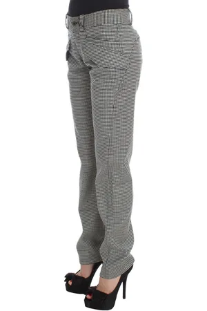 ERMANNO SCERVINO WoMens Black White Checkered Cotton Casual Pants - Size EU 42 (Womens)