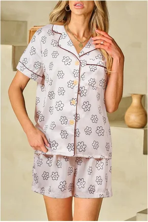 Azura Exchange Womens Floret Printed Pajama Shorts Set - Size Large