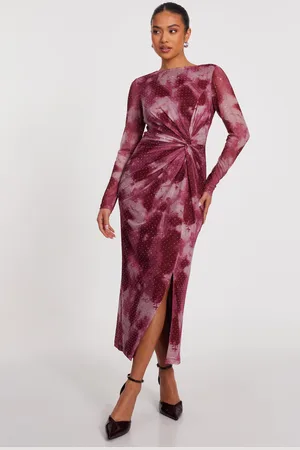 Quiz Womens Petite Dark Marble Print Midaxi Dress - Size 8 UK