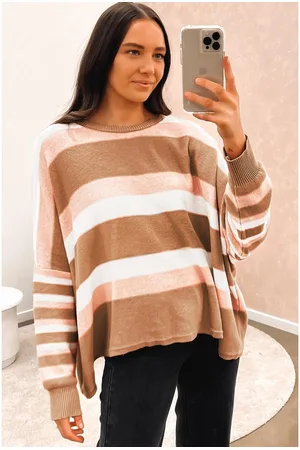 Azura Exchange Womens Striped Knit Drop Shoulder Loose Sweater - Size X-Large