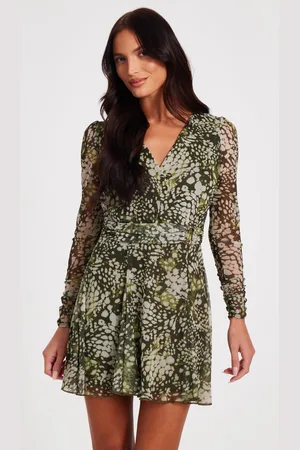Quiz Womens Mesh Animal Print Mini Dress - Size 8 UK