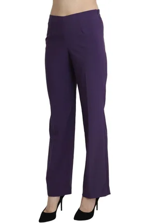 Bencivenga WoMens Purple High Waist Straight Dress Trouser Pants - Cotton - Size EU 42 (Womens)