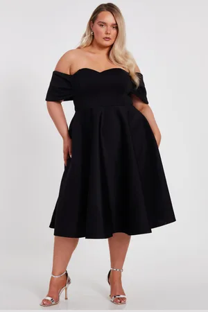 Quiz Womens Curve Bardot Midi Skater Dress - Size 20 UK