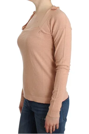ERMANNO SCERVINO WoMens Wool Blend Striped Long Sleeve Top Silk - Size Medium