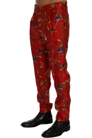 Dolce & Gabbana Mens Silk Bird Print Dress Pants - Size X-Small