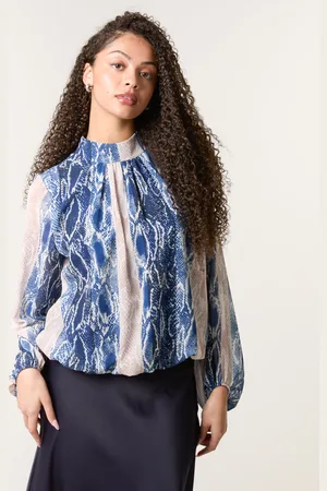 Blue Vanilla Womens Snake Skin High Neck Blouse - - Size Medium/Large