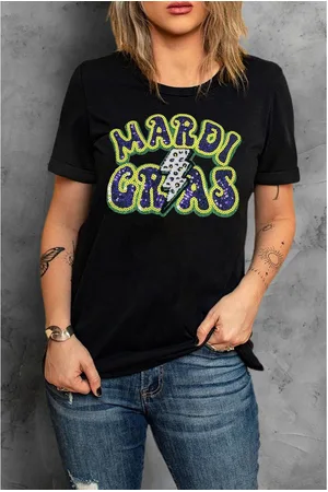Azura Exchange Womens MARDI GRAS Lightning Graphic Short Sleeve Top - Size 2XL