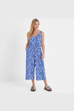 Tog 24 Emmie Womens Jumpsuit - Ultramarine Wavy Print Viscose - Size 12 UK
