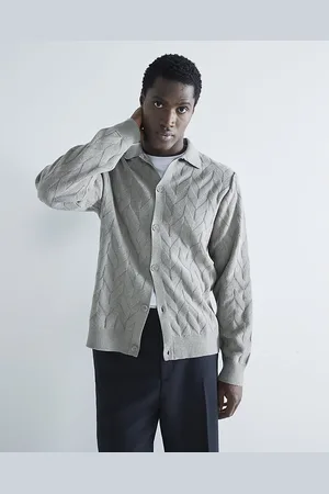River Island Mens Shirt Chevron Knitted Cotton - Size 2XL