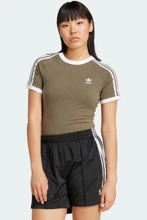 adidas Womens 3-Stripes Slim Raglan Tee - Cotton - Size Small