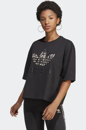 adidas Womens Trefoil Graphic Logo T-Shirt - Cotton - Size Medium