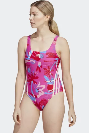 adidas Womens Floral 3-Stripes Swimsuit - Recycled Material - Size 28 Regular