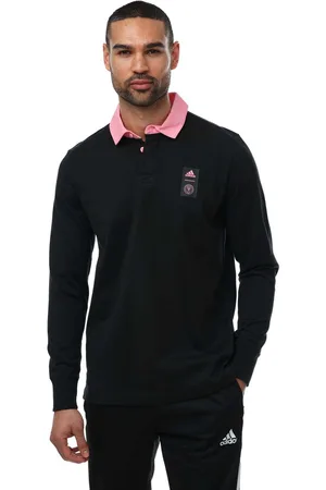 adidas Mens Inter Miami Travel Long Sleeve Polo Shirt in Cotton - Size Small