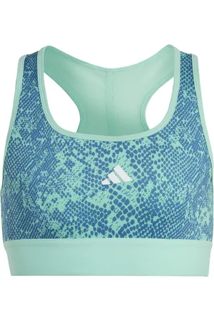 adidas Childrens Unisex AEROREADY PowerReact Animal Print Padded Sports Bra - Recycled Material - Size 14-15Y