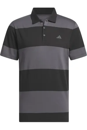 adidas Mens Colourblock Rugby Stripe Polo Shirt in Black Grey - - Size X-Small