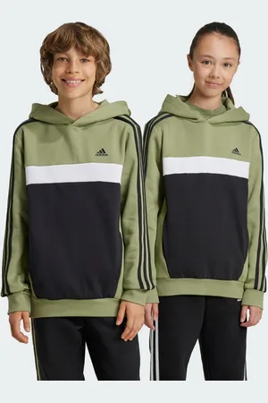 adidas Kids Unisex Tiberio 3-Stripes Colorblock Fleece Hoodie - Cotton - Size 9-10Y