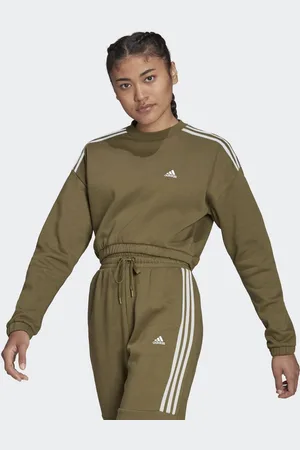 adidas Womens Hyperglam Crop Crew Sweatshirt - Cotton - Size X-Large