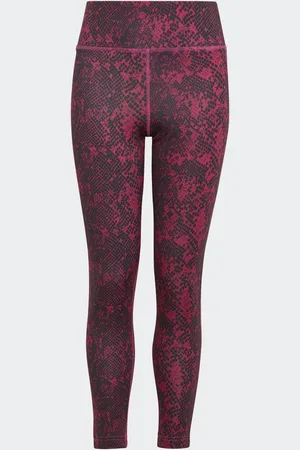 adidas Childrens Unisex AEROREADY Animal-Print Optime 7/8 High-Rise Pocket Tights - Recycled Material - Size 13-14Y