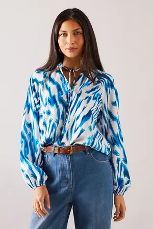 wallis Womens Animal Tie Neck Blouse - - Size 18 UK