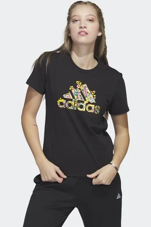adidas Womens Floral Badge of Sport Graphic Tee - Cotton - Size 2XS