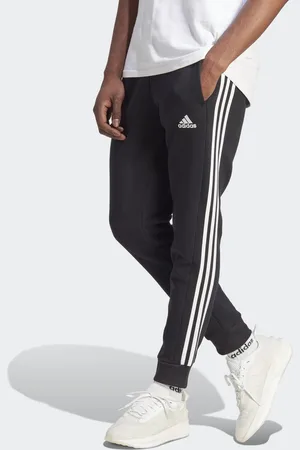 adidas Mens Essentials Fleece 3-Stripes Tapered Cuff Pants - Cotton - Size X-Small