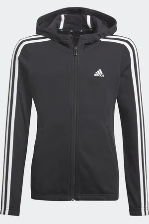adidas Childrens Unisex Essentials 3-Stripes Hoodie - Cotton - Size 5-6Y