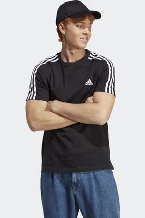 adidas Mens Essentials Single Jersey 3-Stripes Tee - Cotton - Size Small