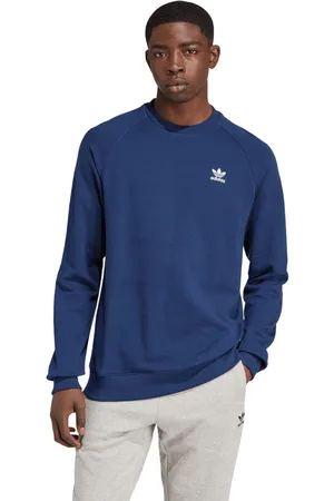 adidas Mens Trefoil Essentials Crewneck Sweatshirt in Indigo - Cotton - Size Large