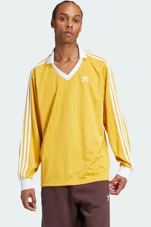 adidas Mens Adicolor Piqué Football Long Sleeve Tee - Recycled Material - Size Large