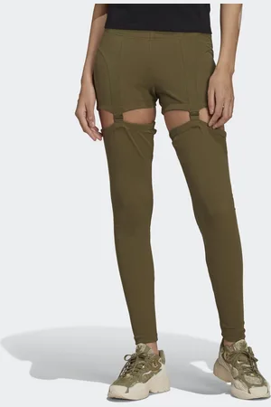 adidas Womens Always Original Rib Two-in-One Tights - Viscose - Size 8 UK