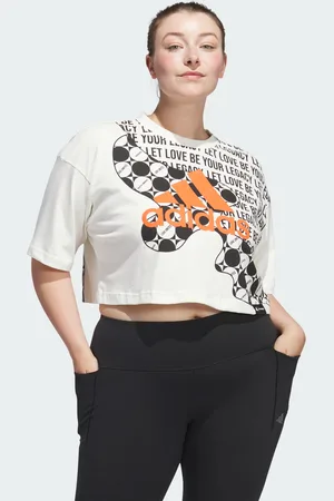 adidas Womens Pride Cropped Graphic Tee (Gender Neutral) (Plus Size) - Cotton - Size UK 20-22 (Womens)