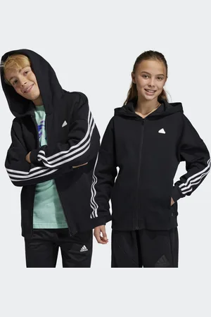 adidas Kids Unisex Future Icons 3-Stripes Full-Zip Hooded Track Top - Cotton - Size 9-10Y