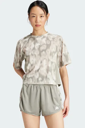 adidas Womens Train Essentials Allover Print Flower Tie-Dye Tee - Recycled Material - Size Medium
