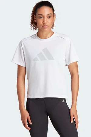 adidas Womens Power Big Logo Tee - recycled_material - Size Medium