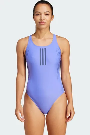 adidas Womens 3-Stripes Graphic V-Back Swimsuit - Recycled Material - Size XXS/X-Small