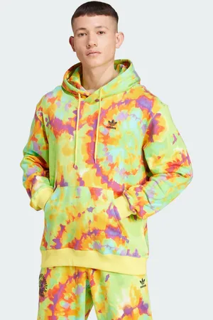 adidas Mens Tie-Dyed Allover Print Hooded Sweatshirt - - Size Medium