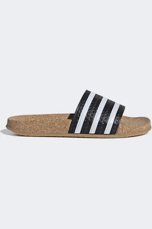 adidas Unisex adilette Cork Slides - Leather - Size UK 3