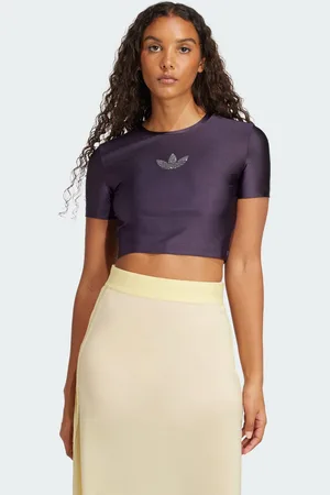 adidas Womens Rhinestone Trefoil T-shirt - Recycled Material - Size X-Small