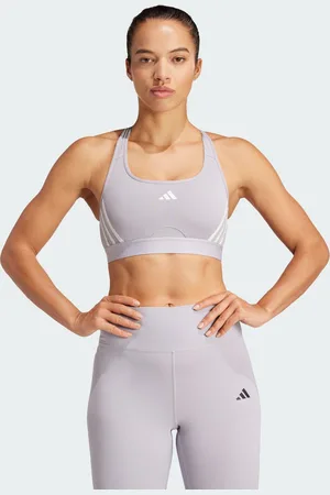 adidas Womens Powerreact Training 3-Stripes Bra - Recycled Material - Size X-Small
