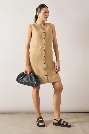 wallis Womens Viscose Mix Sleeveless Button Shift Dress - - Size 12 UK