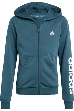 adidas Childrens Unisex Essentials Linear Logo Full-Zip Hoodie - Cotton - Size 9-10Y