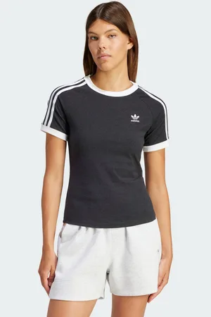 adidas Womens 3-Stripes Slim Raglan Tee - Cotton - Size 2XS