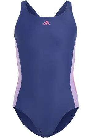 adidas Childrens Unisex Cut 3-Stripes Swimsuit - Recycled Material - Size 4-5Y